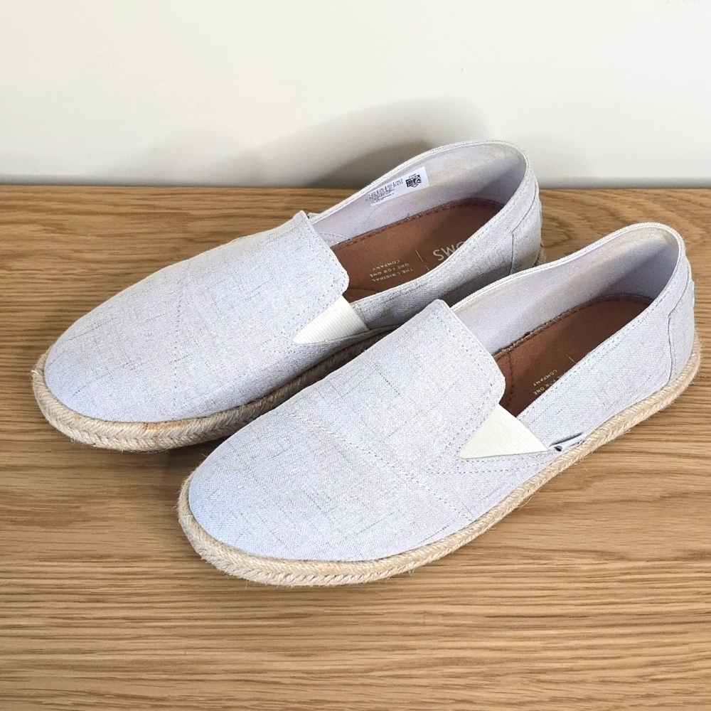 TOMS Women’s Redondo Espadrille Flat Natural Crosshatch Jacquard Size 9.5